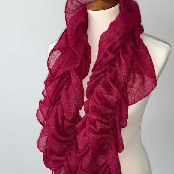 Women's Gathered Scarf Burgundy/Red/Wine 48" - Picture 3 of 5